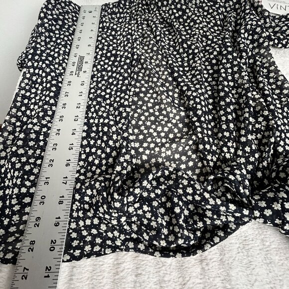 Vintage Jaeger Black White Floral Print Tie-Front Blouse Top Lightweight Casual - Picture 7 of 7